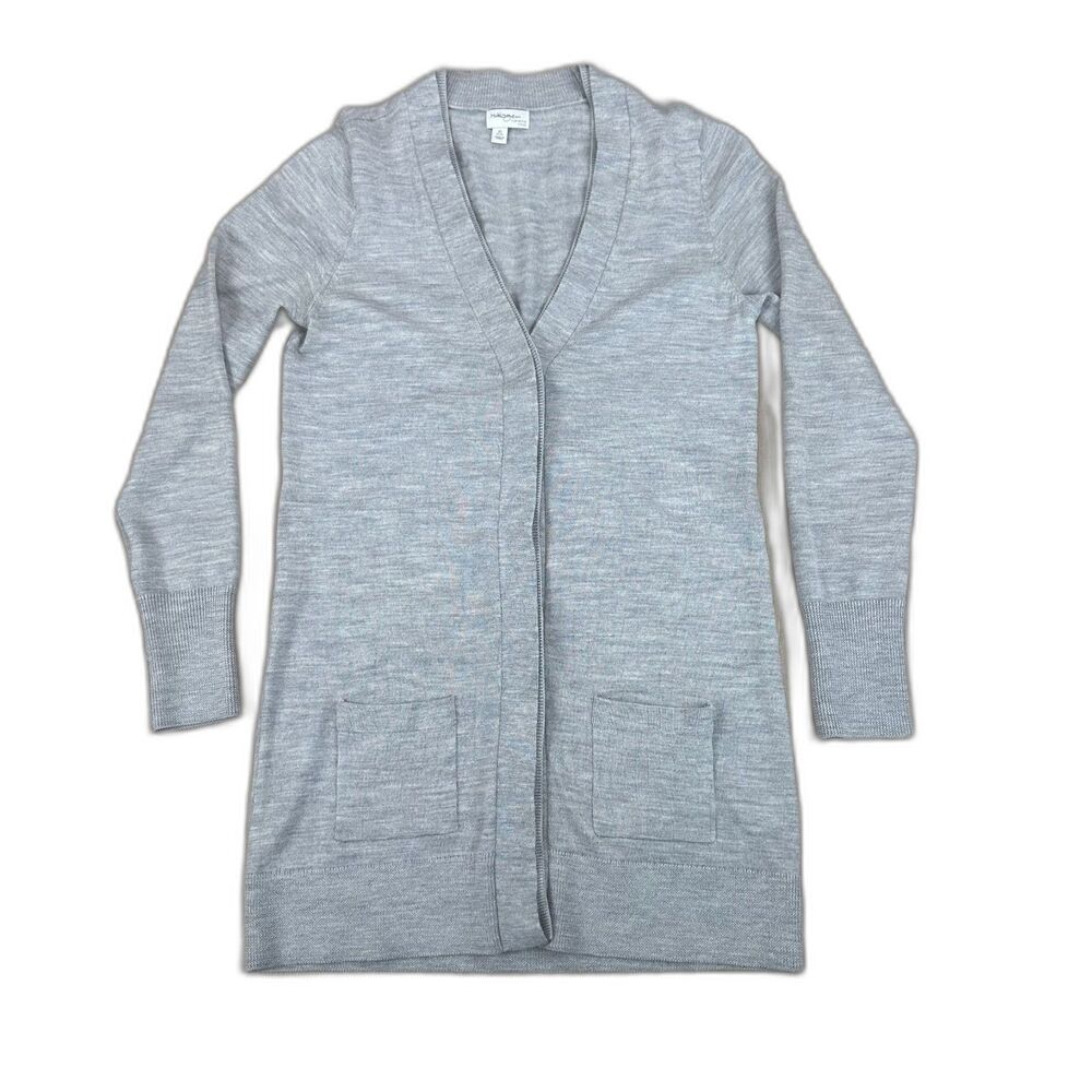 Halogen Women's XS Gray Long Sleeve Button Down Front Pockets Cardigan